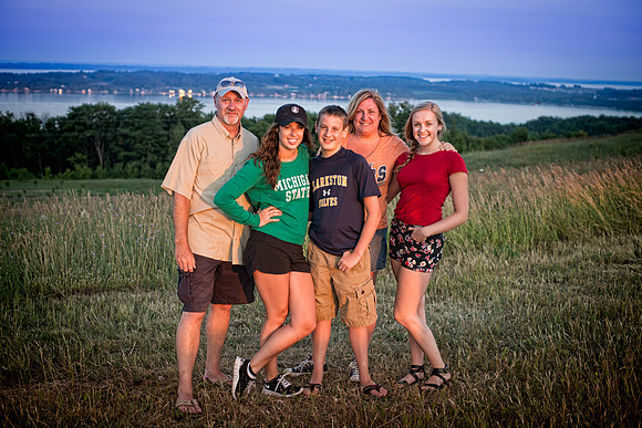Wilson Family at Sunset in Sutton's Bay, MI